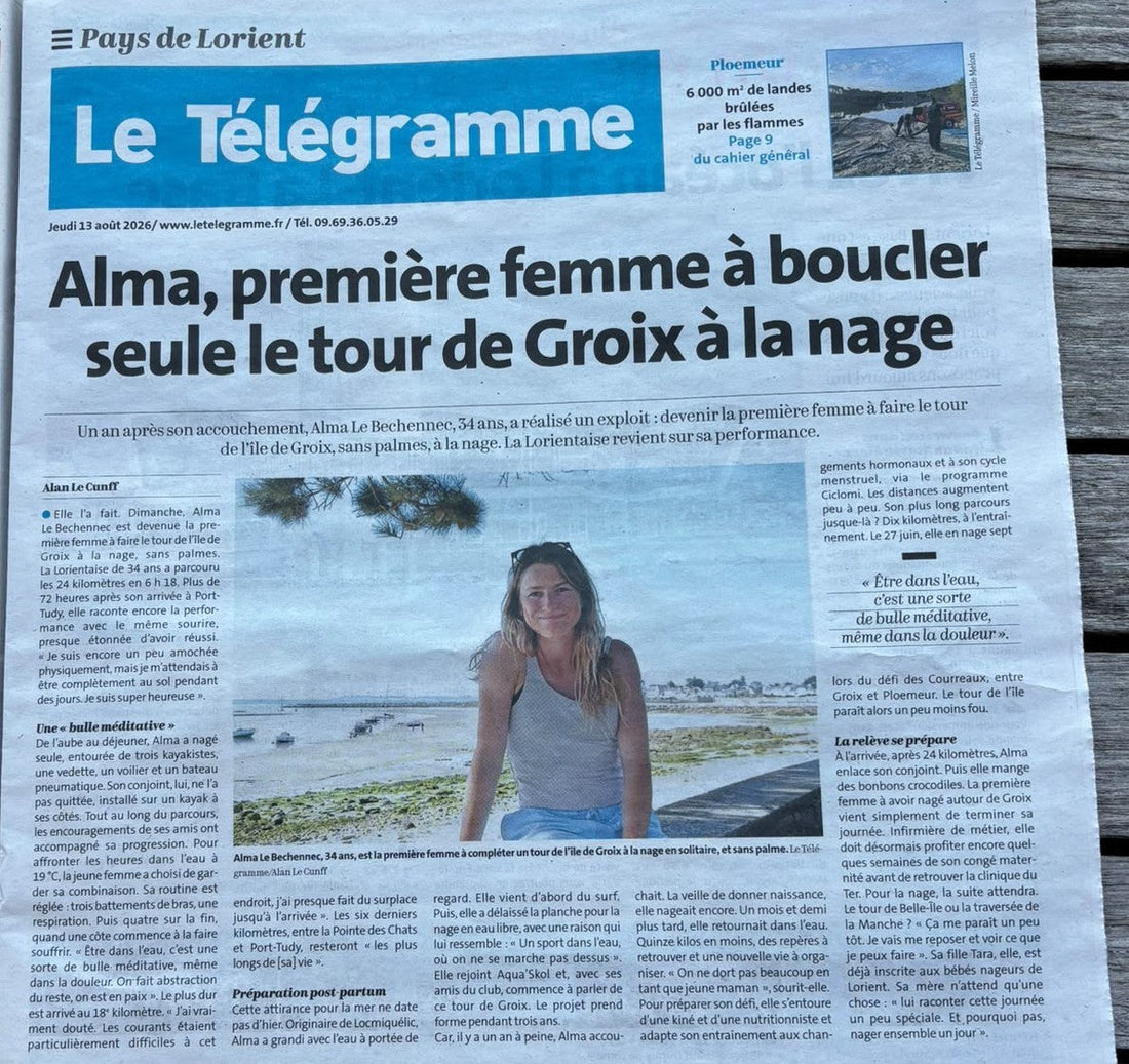 Alma, 1ère femme à boucler seule le tour de Groix à la nage